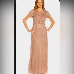 Adrianna Papell blush beaded match gown. Size 12. Only worn once